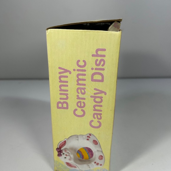 Vintage Easter Bunny Ceramic Candy Dish Egg Bowl Giftco w/ Box Spring Decor - Picture 10 of 13